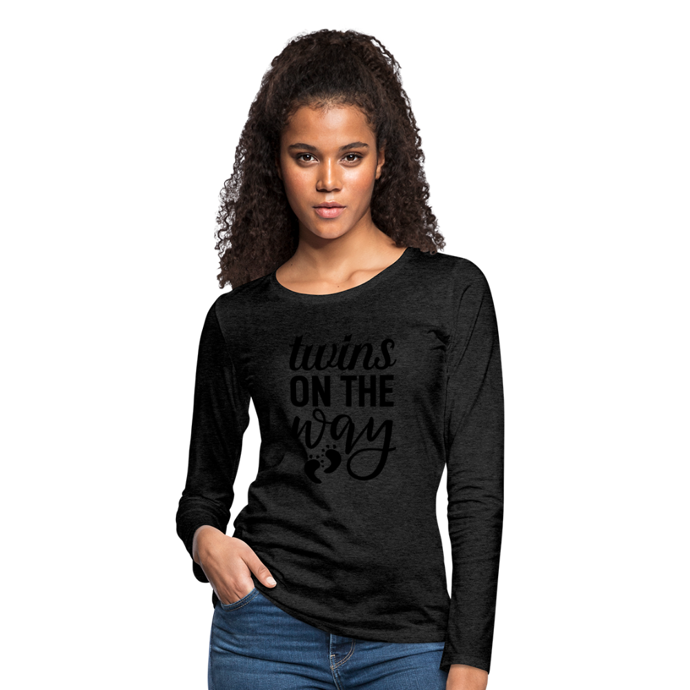 Twins On The Way Premium Long Sleeve T-Shirt - charcoal grey