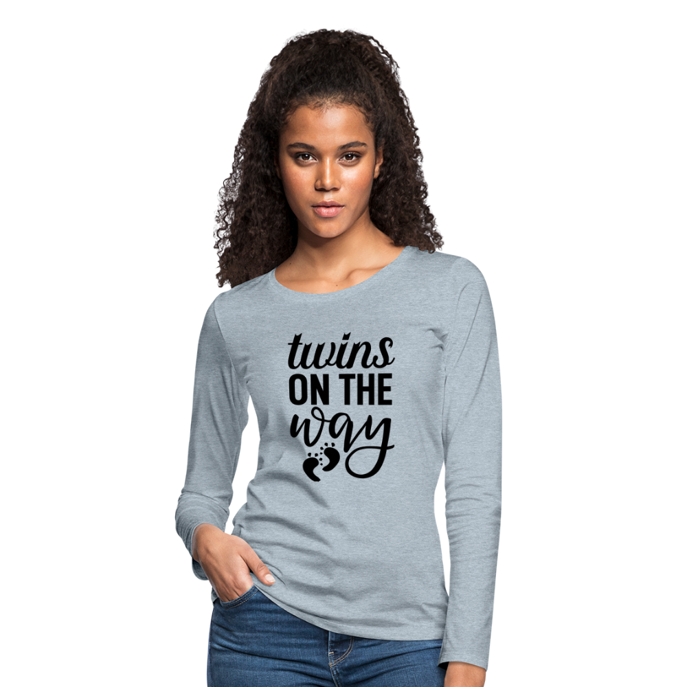 Twins On The Way Premium Long Sleeve T-Shirt - heather ice blue