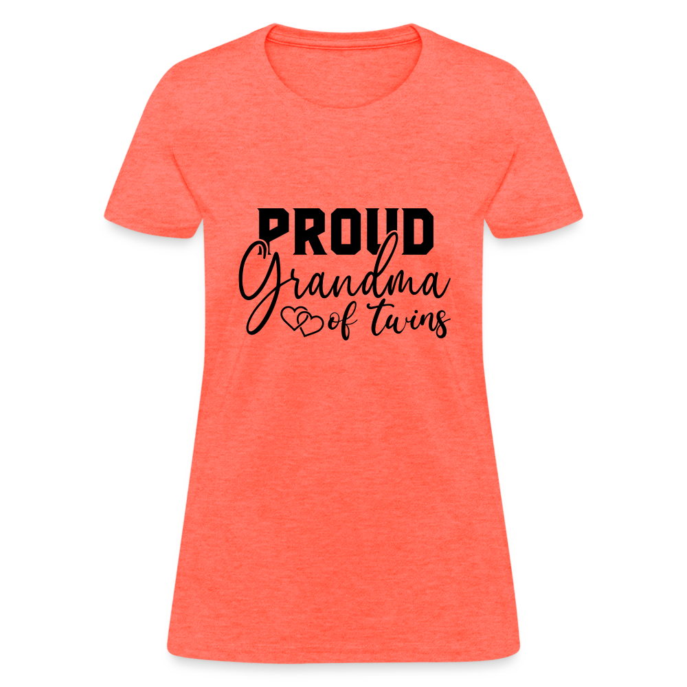 Proud Grandma of Twins T-Shirt - heather coral