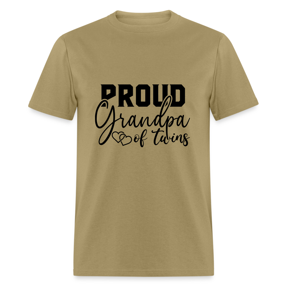 Proud Grandpa of Twins T-Shirt - khaki