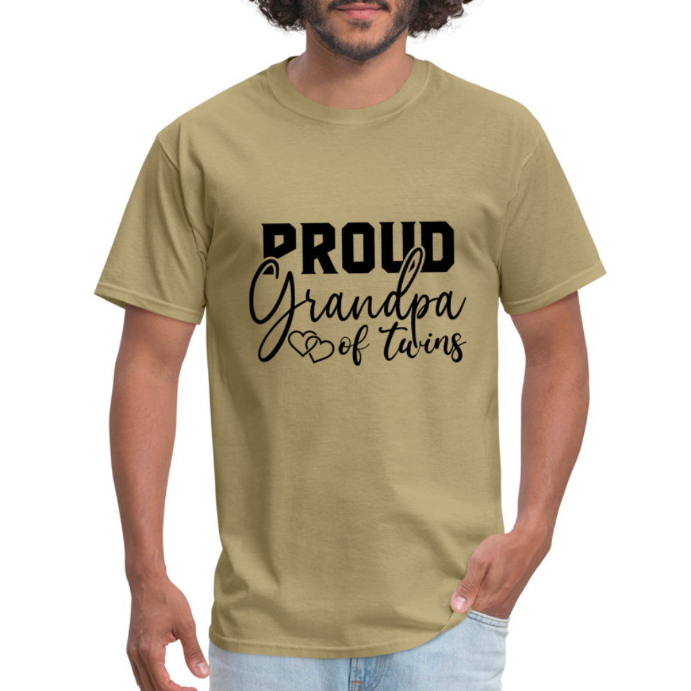 Proud Grandpa of Twins T-Shirt - khaki