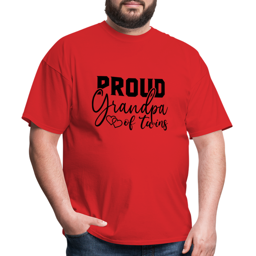 Proud Grandpa of Twins T-Shirt - red