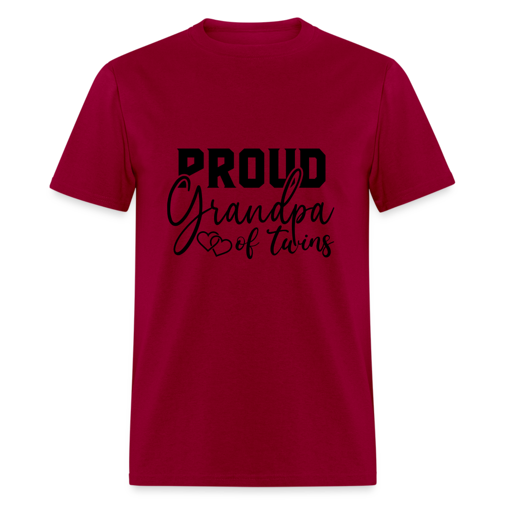 Proud Grandpa of Twins T-Shirt - dark red