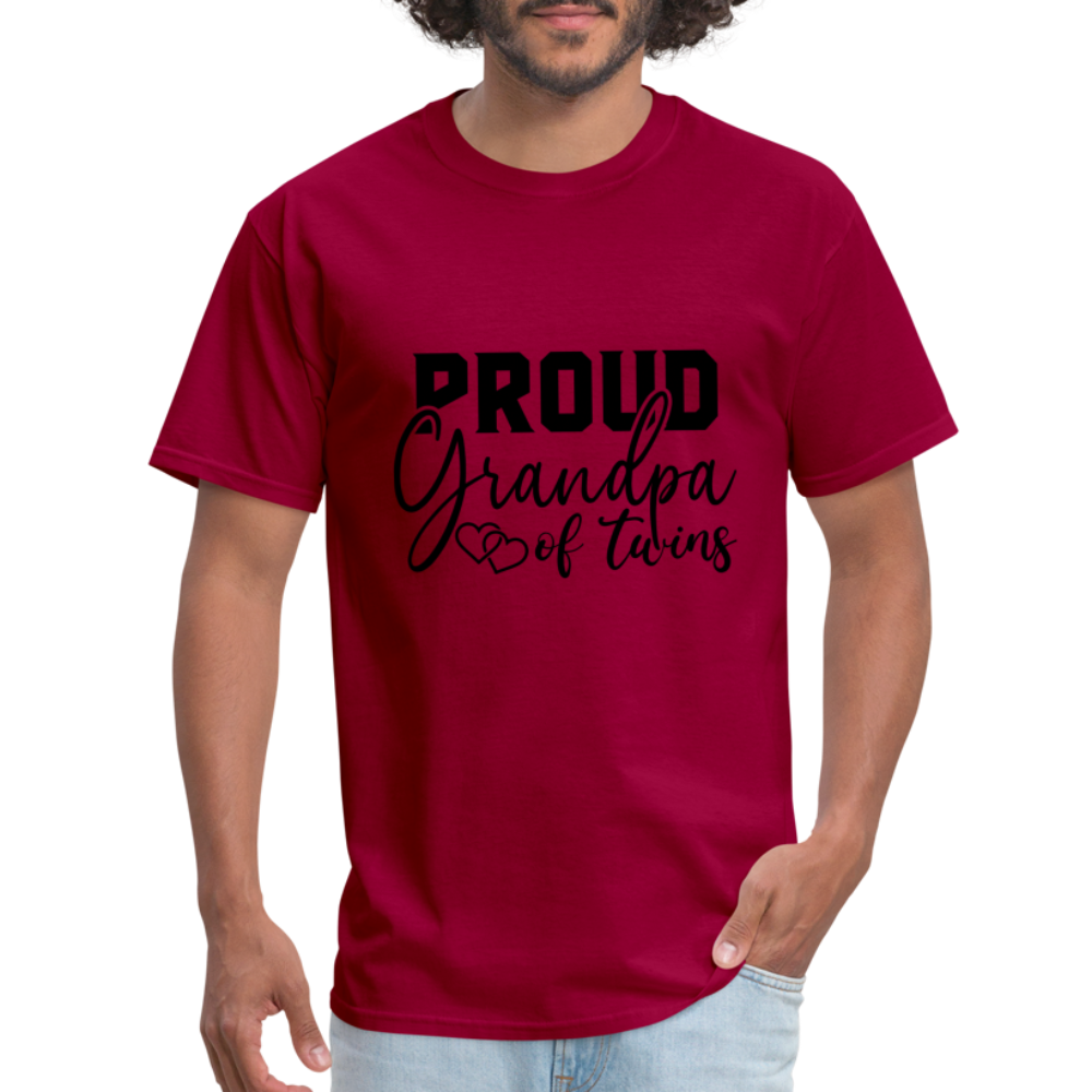 Proud Grandpa of Twins T-Shirt - dark red