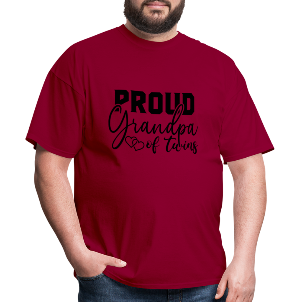 Proud Grandpa of Twins T-Shirt - dark red