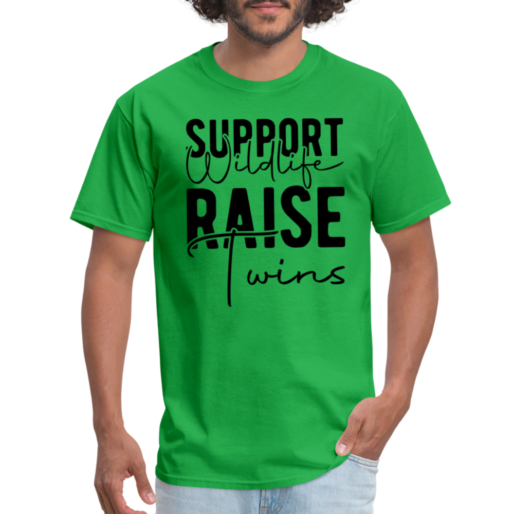 Support Wildlife Raise Twins T-Shirt - bright green