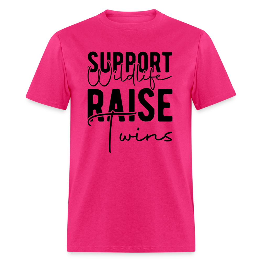 Support Wildlife Raise Twins T-Shirt - fuchsia