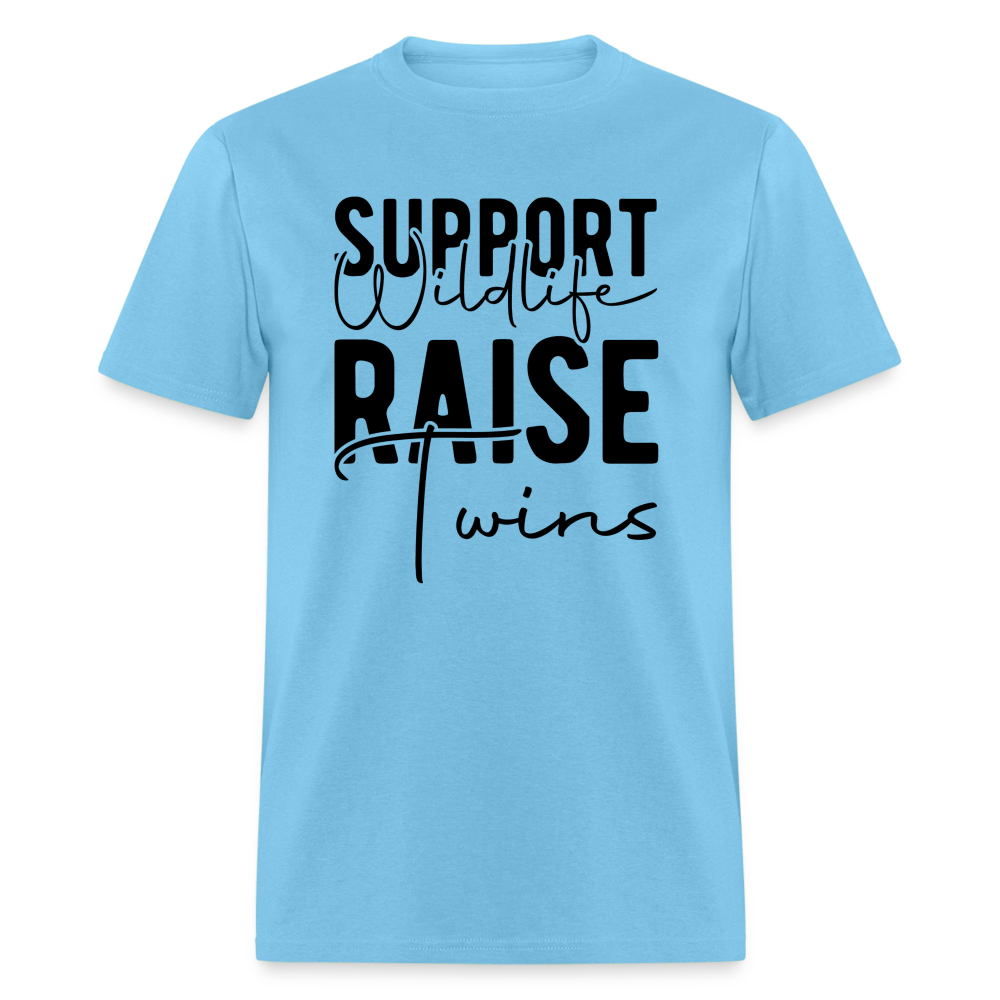 Support Wildlife Raise Twins T-Shirt - aquatic blue