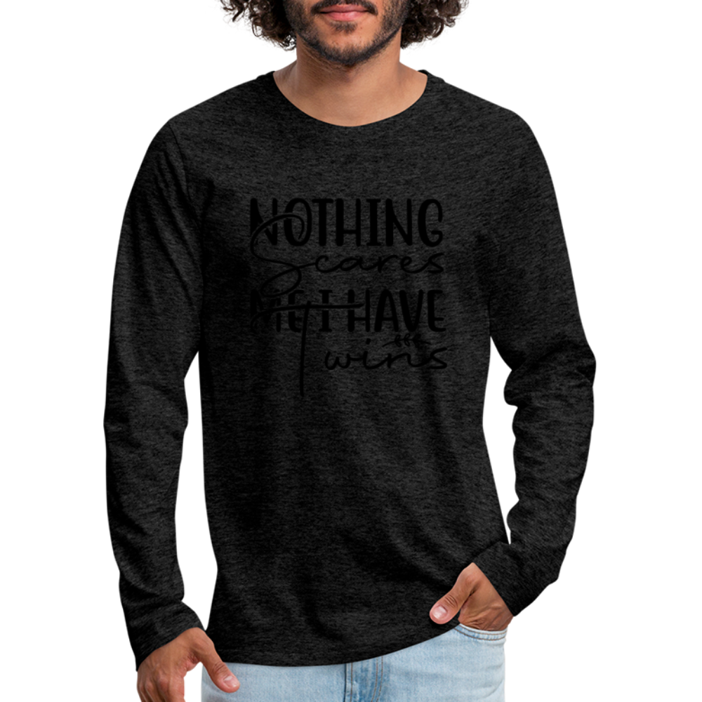 Nothing Scares Me I Have Twins Men's Premium Long Sleeve Shirt - charcoal grey