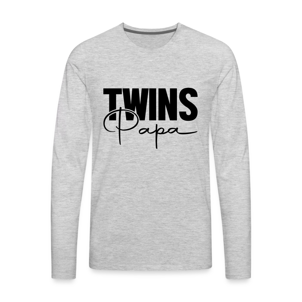 Twins Papa Premium Long Sleeve Shirt - heather gray