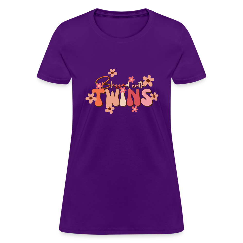 Blessed With Twins T-Shirt - purple