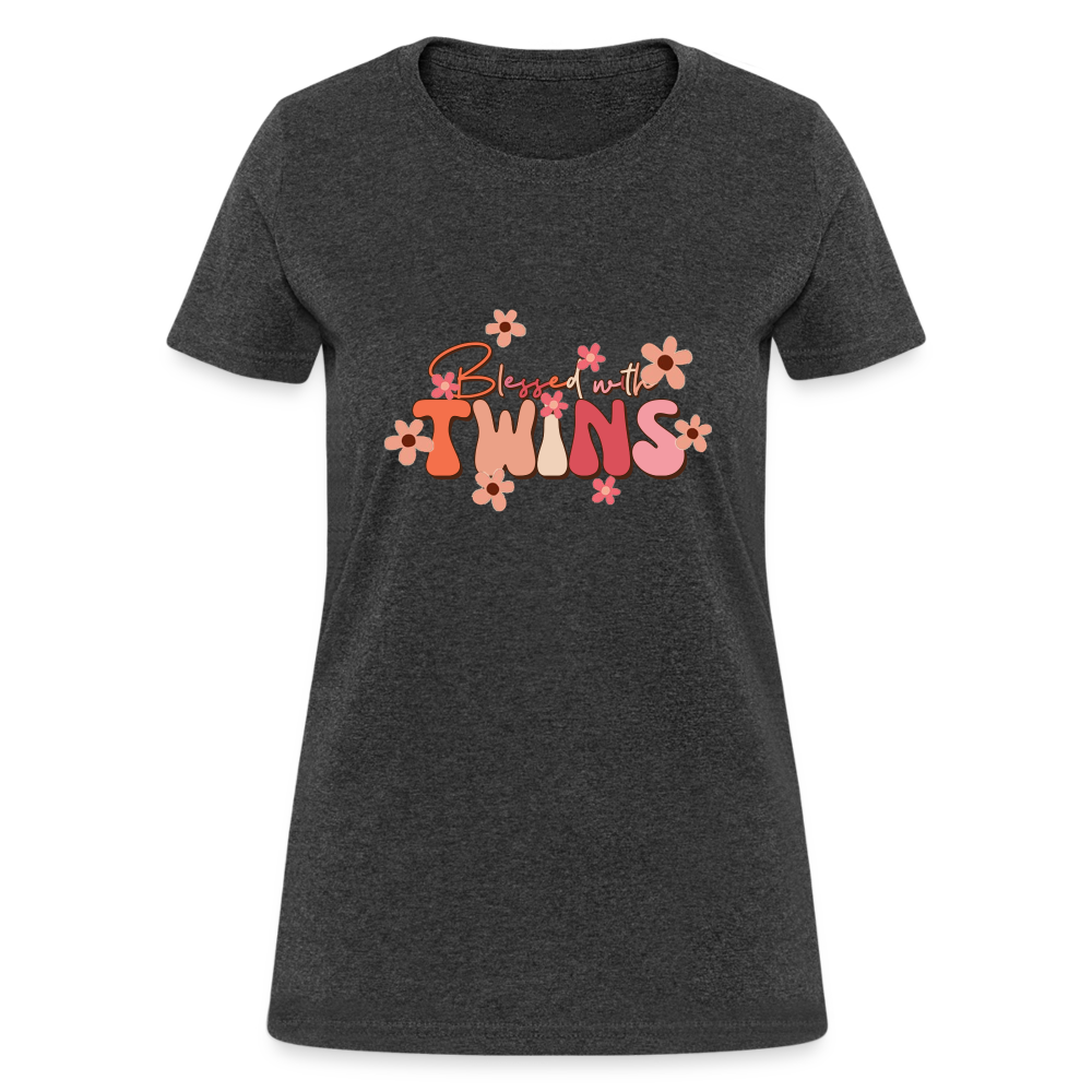 Blessed With Twins T-Shirt - heather black