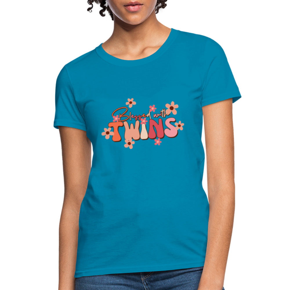 Blessed With Twins T-Shirt - turquoise