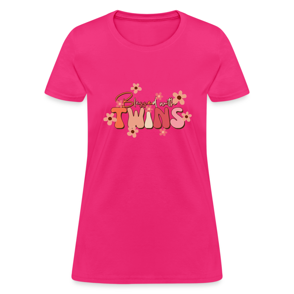 Blessed With Twins T-Shirt - fuchsia