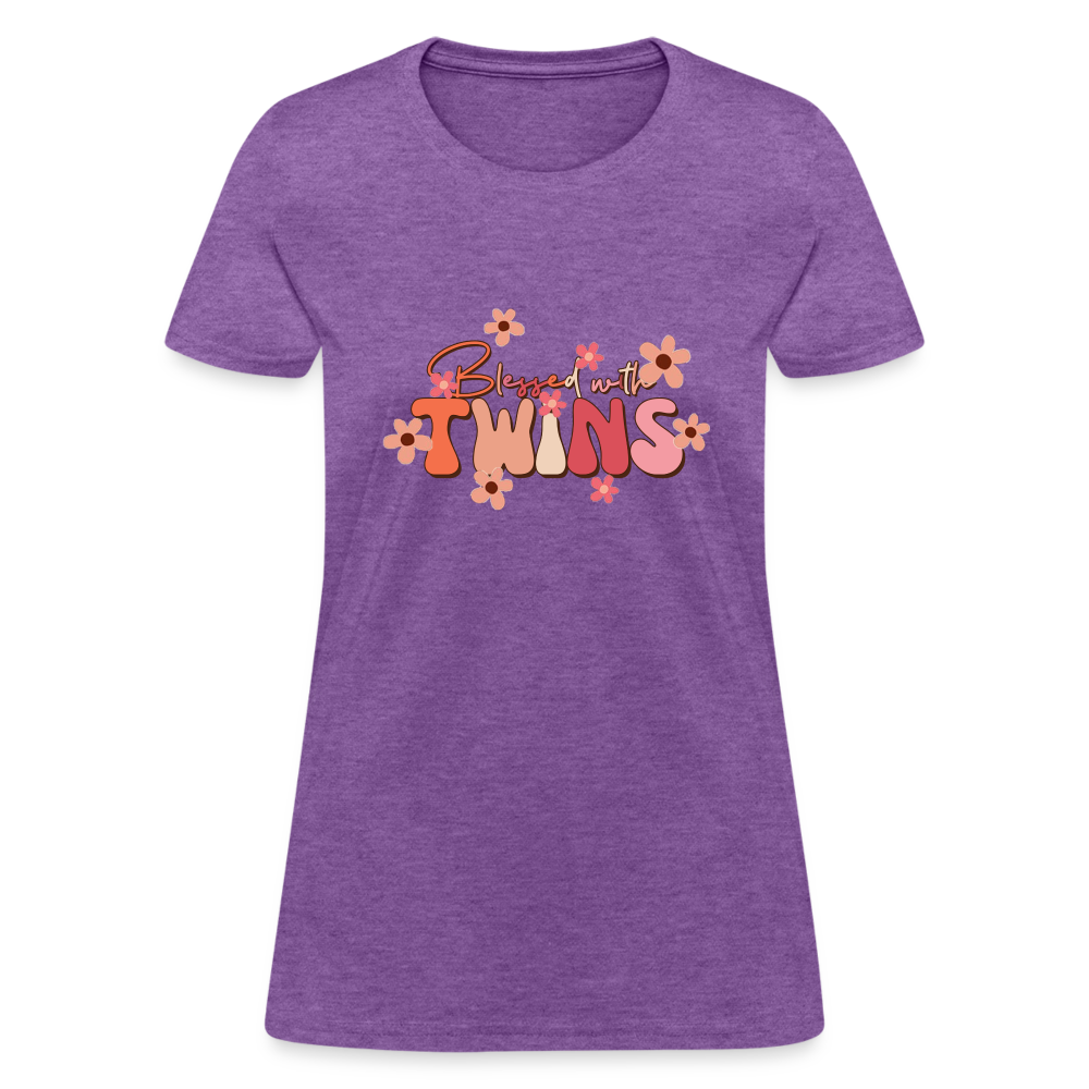 Blessed With Twins T-Shirt - purple heather