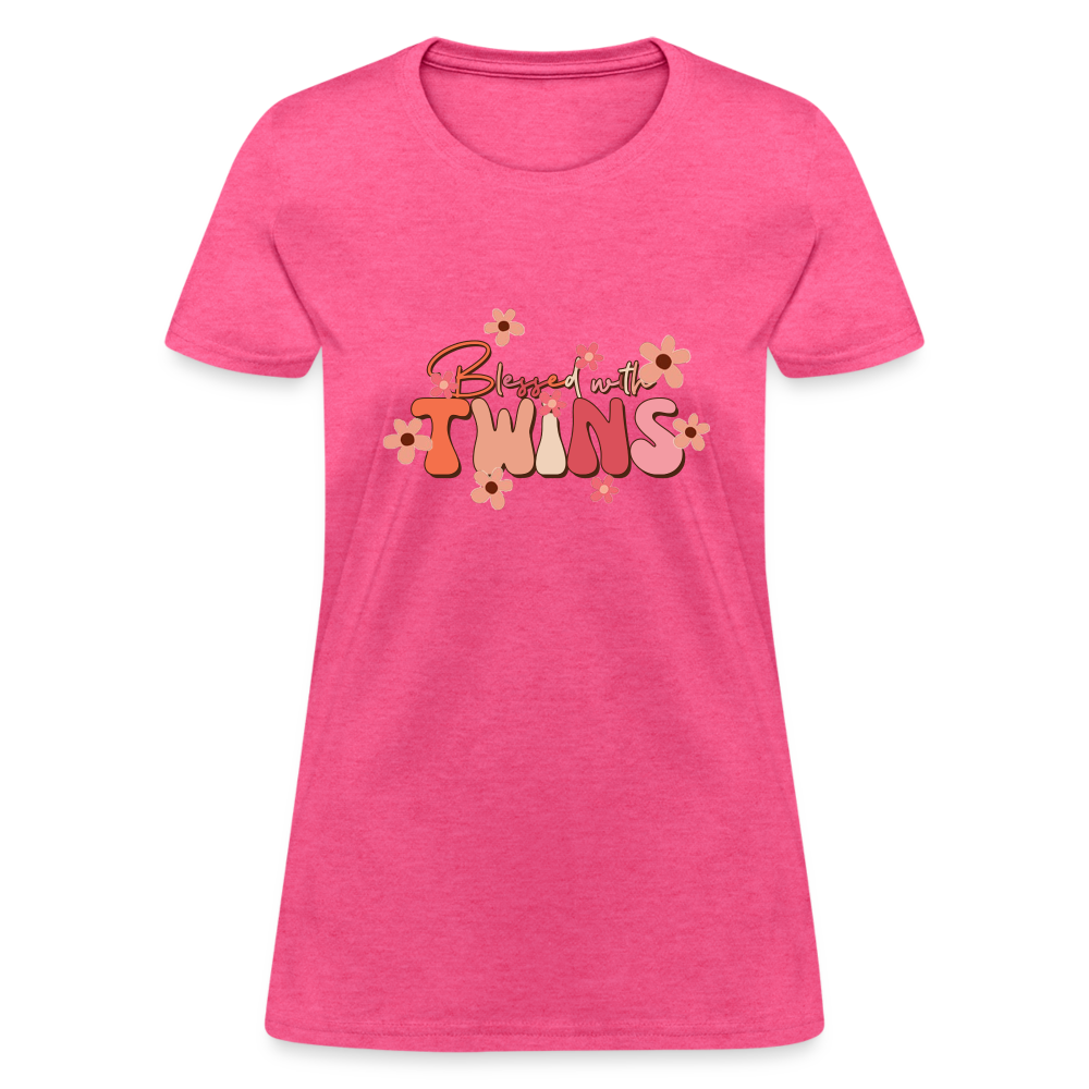 Blessed With Twins T-Shirt - heather pink