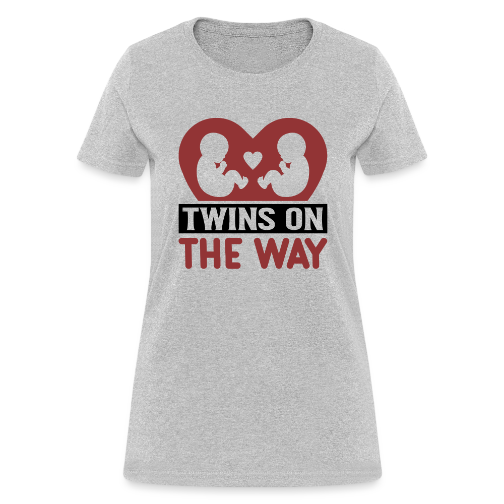 Twins on the Way T-Shirt - heather gray