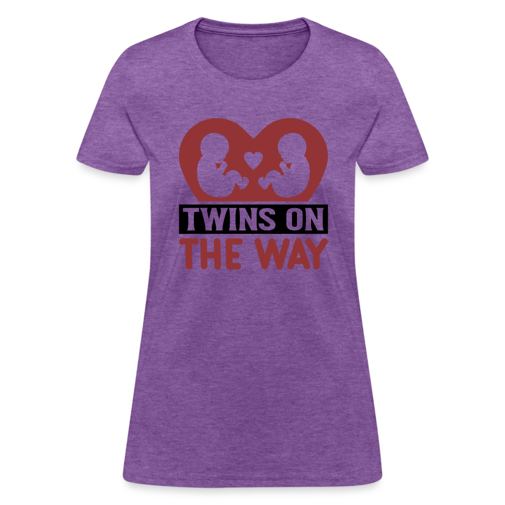 Twins on the Way T-Shirt - purple heather