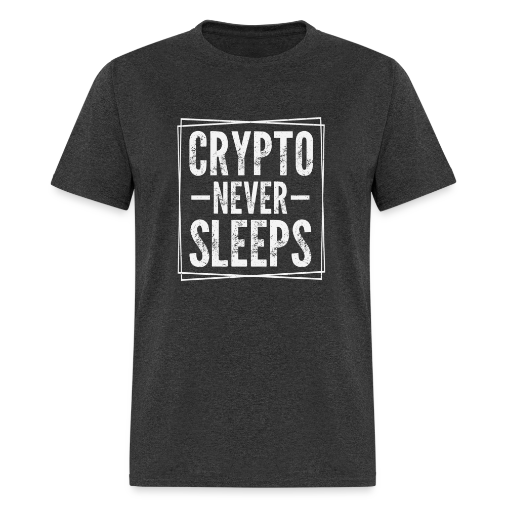 Crypto Never Sleeps T-Shirt - heather black
