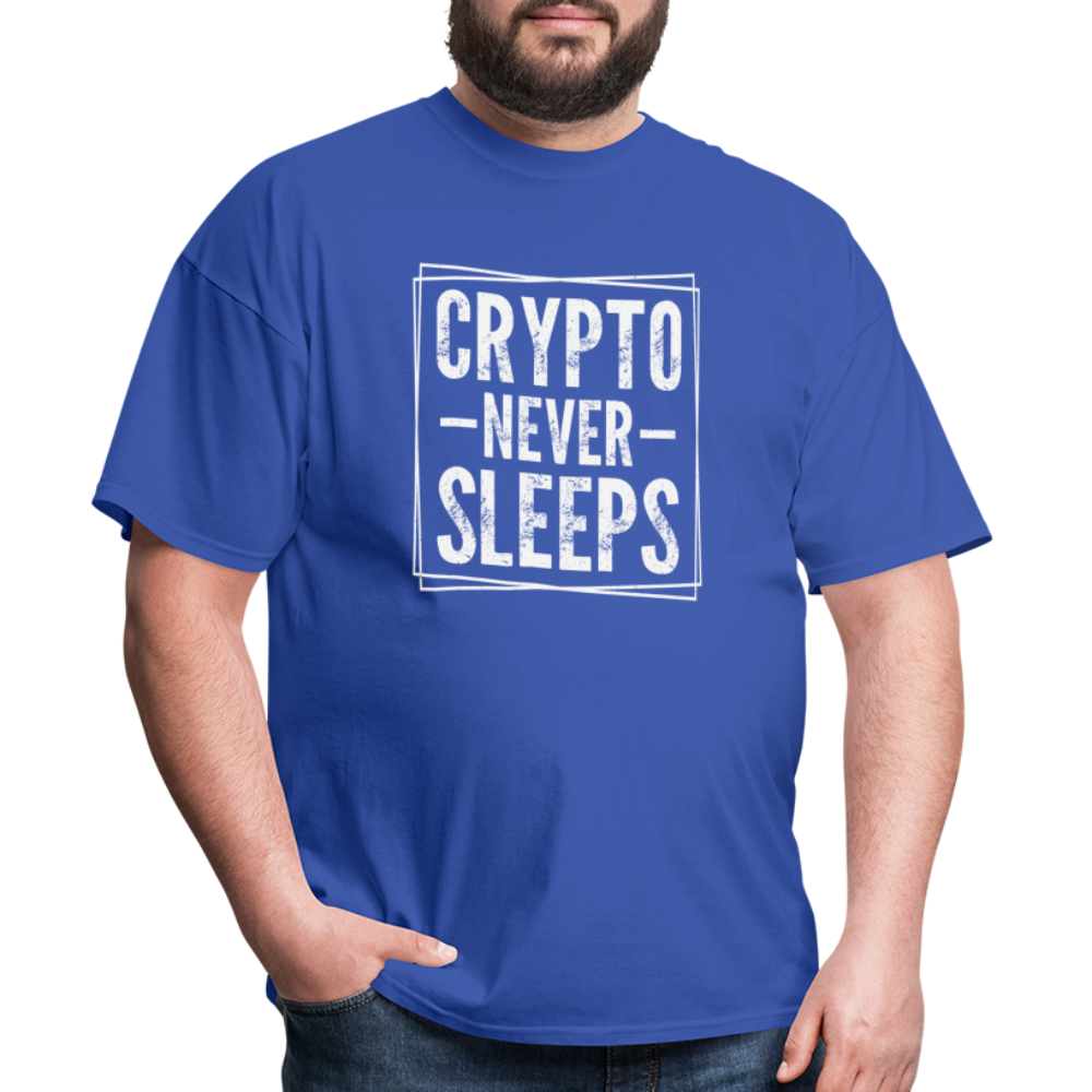Crypto Never Sleeps T-Shirt - royal blue
