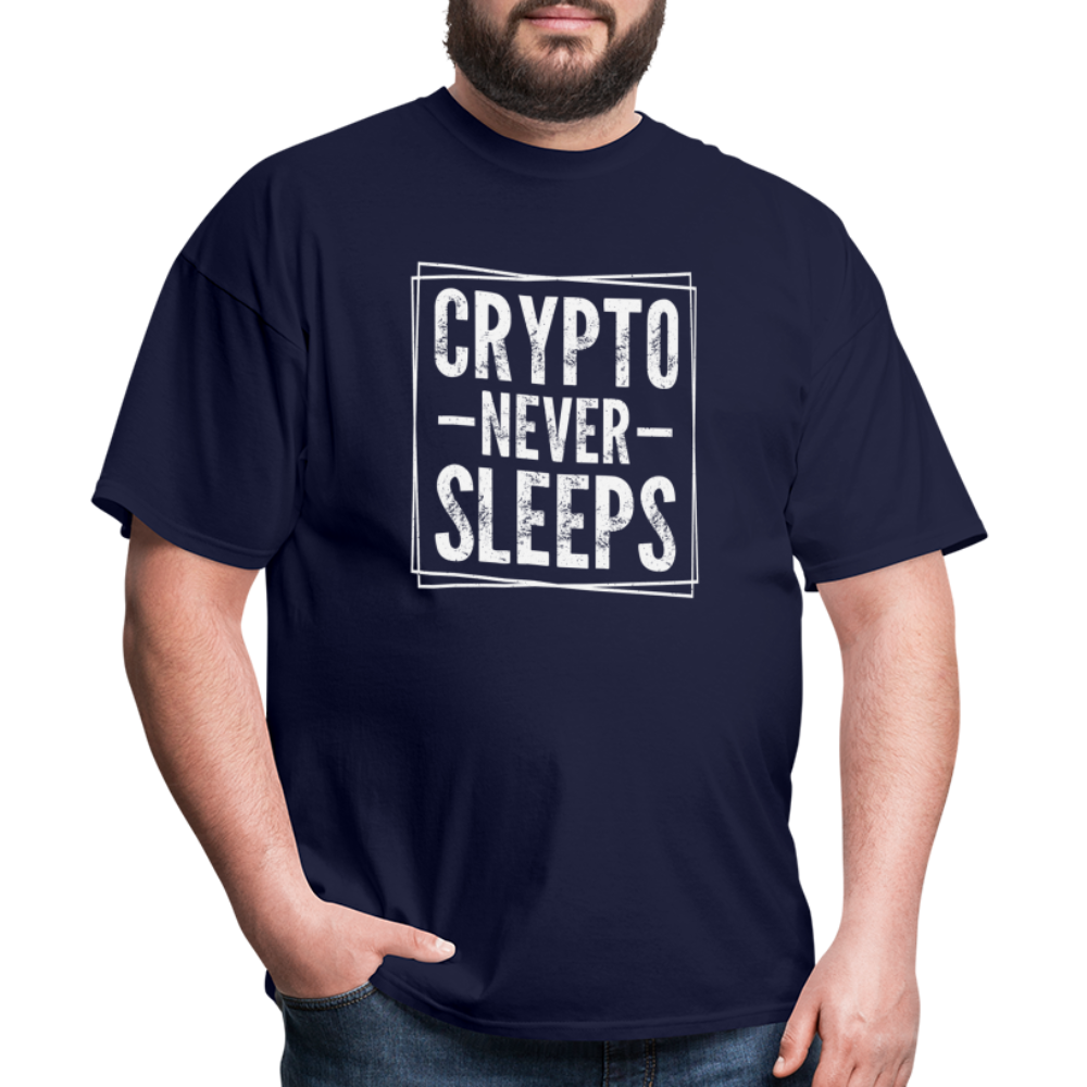 Crypto Never Sleeps T-Shirt - navy