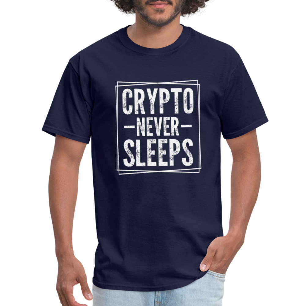 Crypto Never Sleeps T-Shirt - navy