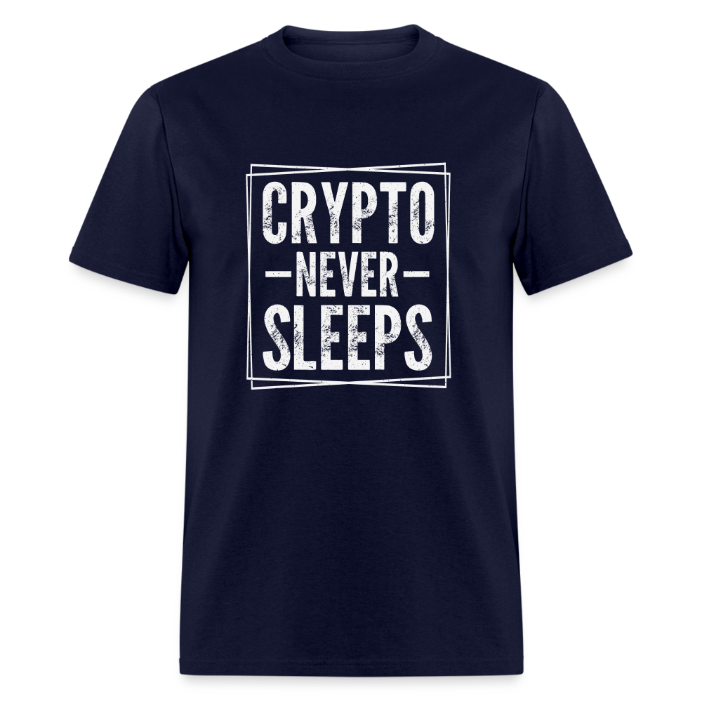Crypto Never Sleeps T-Shirt - navy