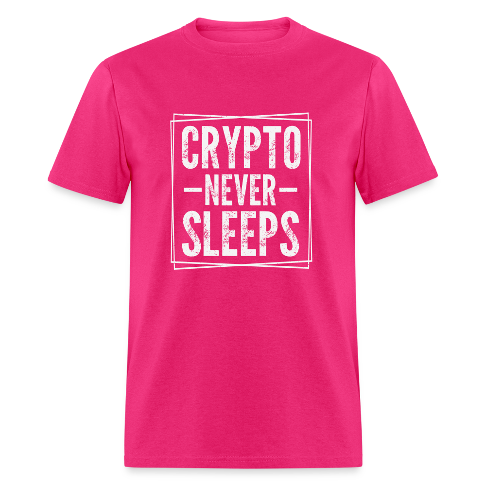 Crypto Never Sleeps T-Shirt - fuchsia