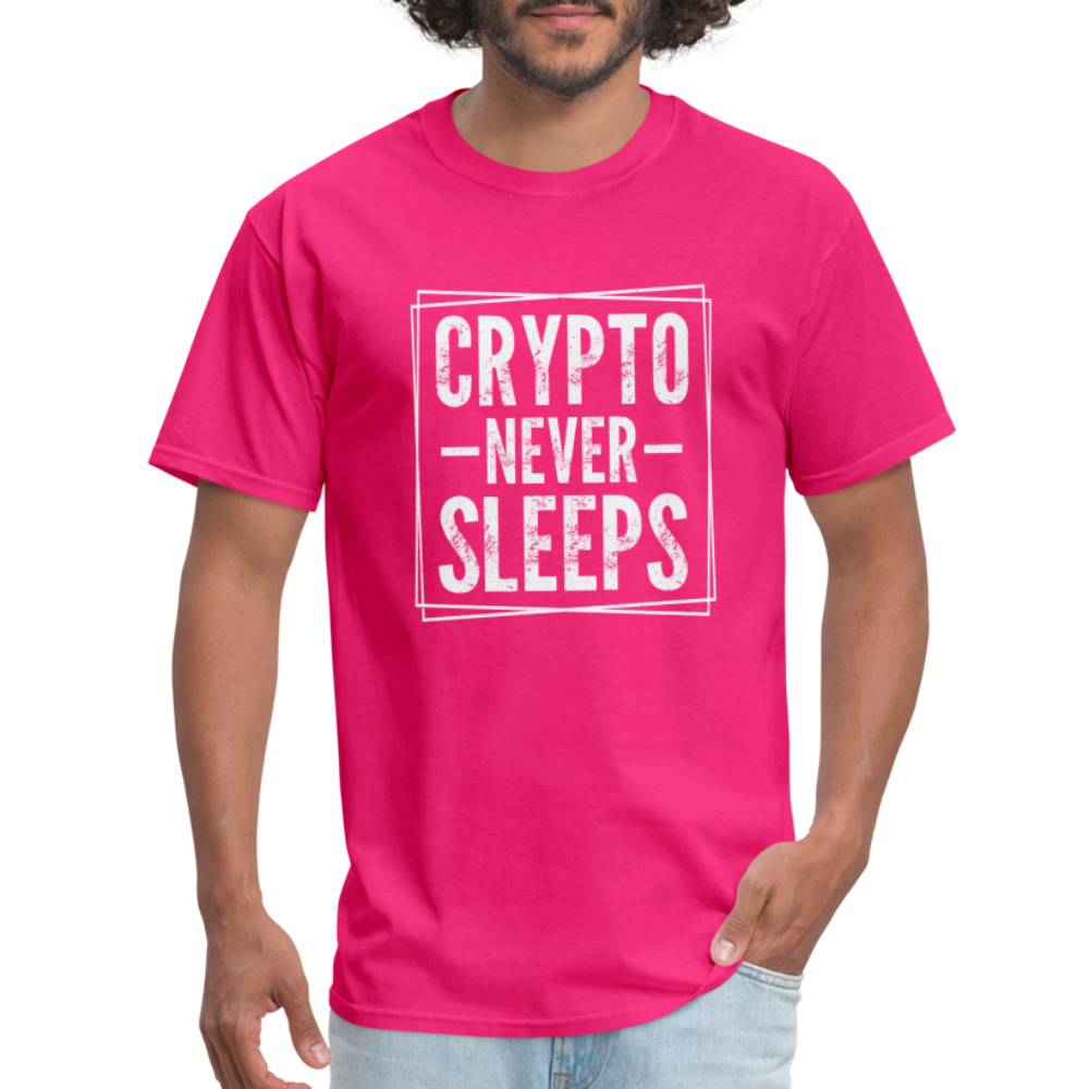 Crypto Never Sleeps T-Shirt - fuchsia