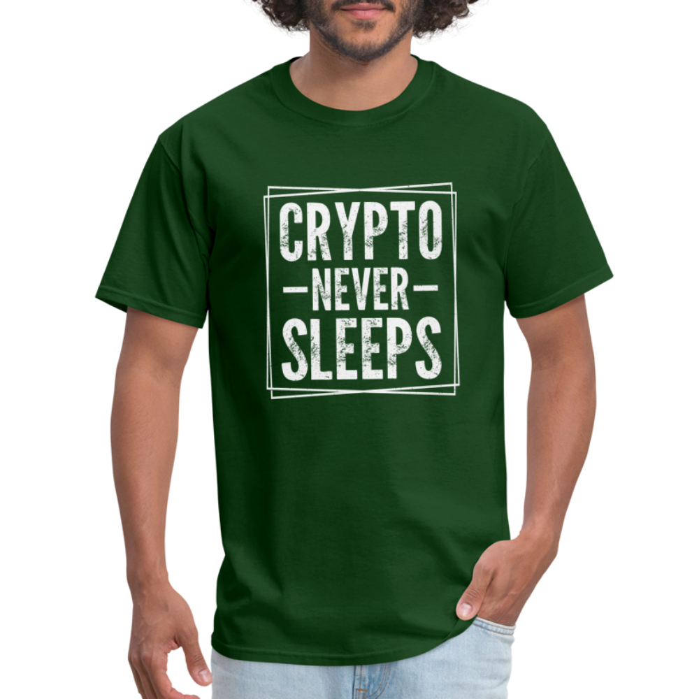 Crypto Never Sleeps T-Shirt - forest green