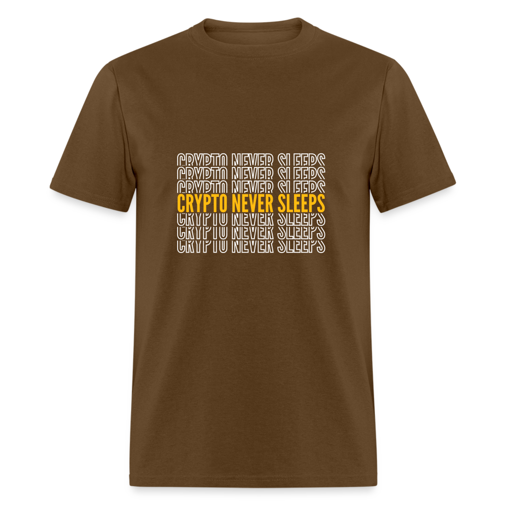 Crypto Never Sleeps T-Shirt - brown