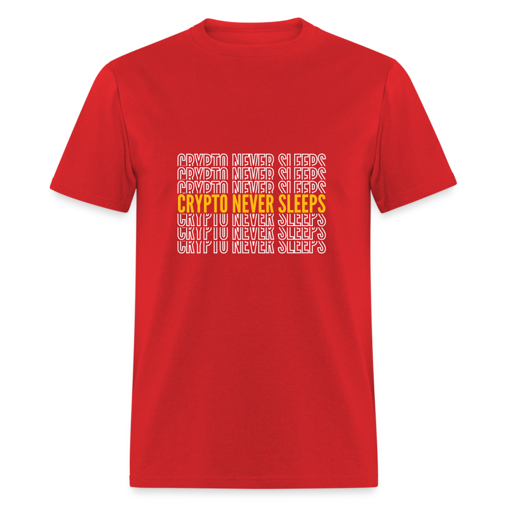 Crypto Never Sleeps T-Shirt - red