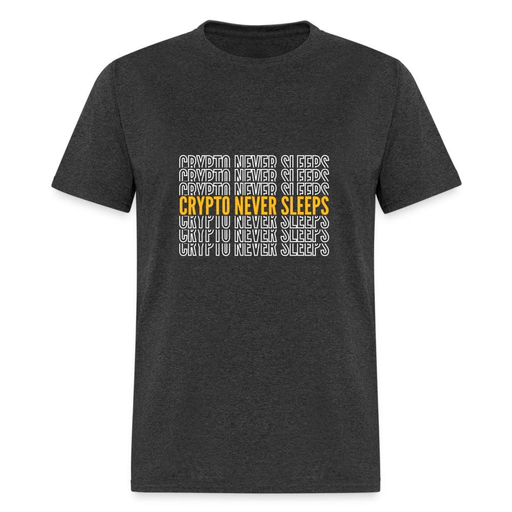 Crypto Never Sleeps T-Shirt - heather black