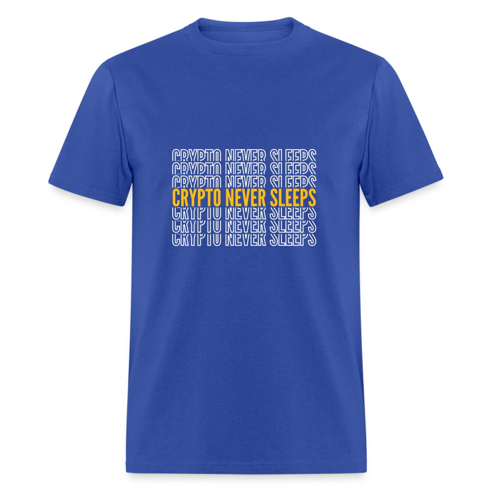 Crypto Never Sleeps T-Shirt - royal blue