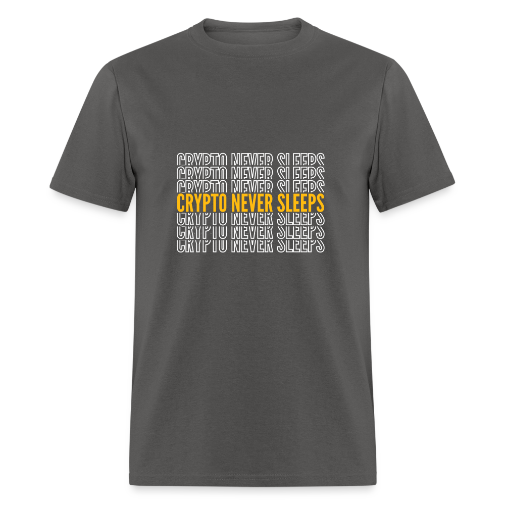 Crypto Never Sleeps T-Shirt - charcoal