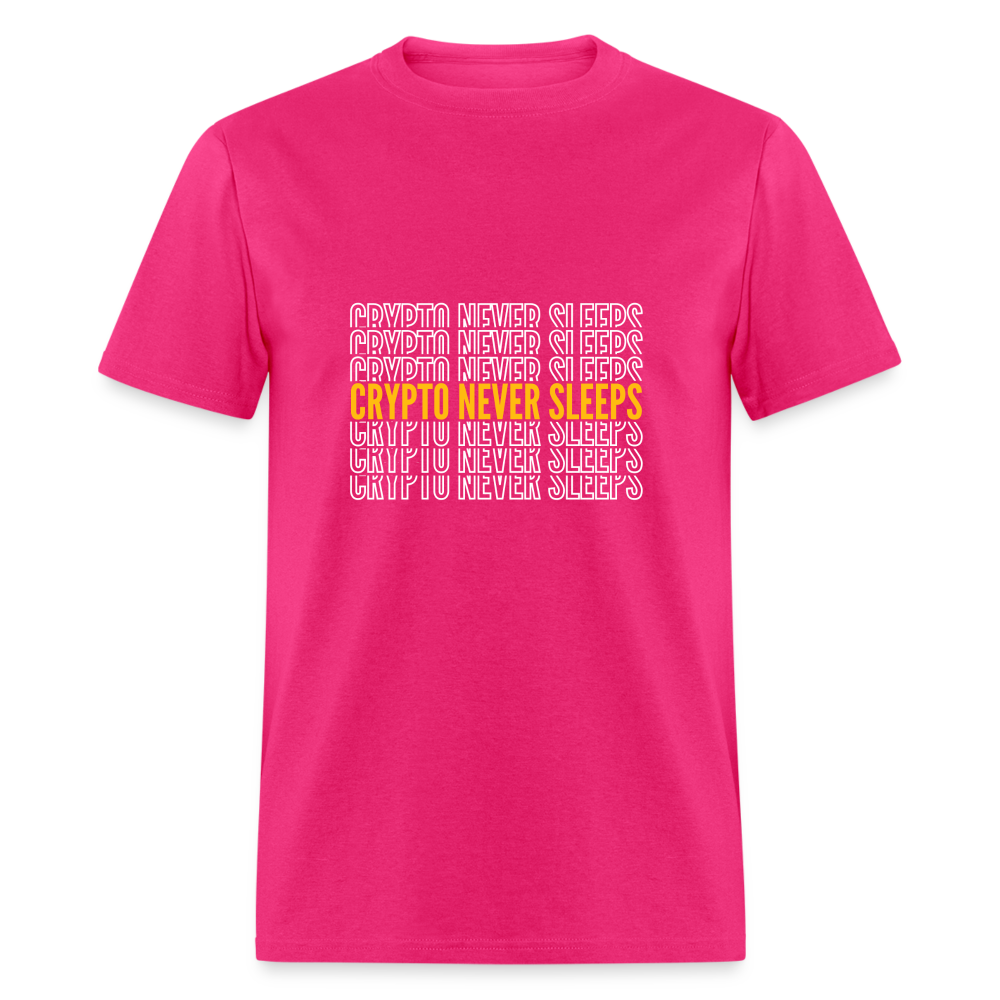 Crypto Never Sleeps T-Shirt - fuchsia