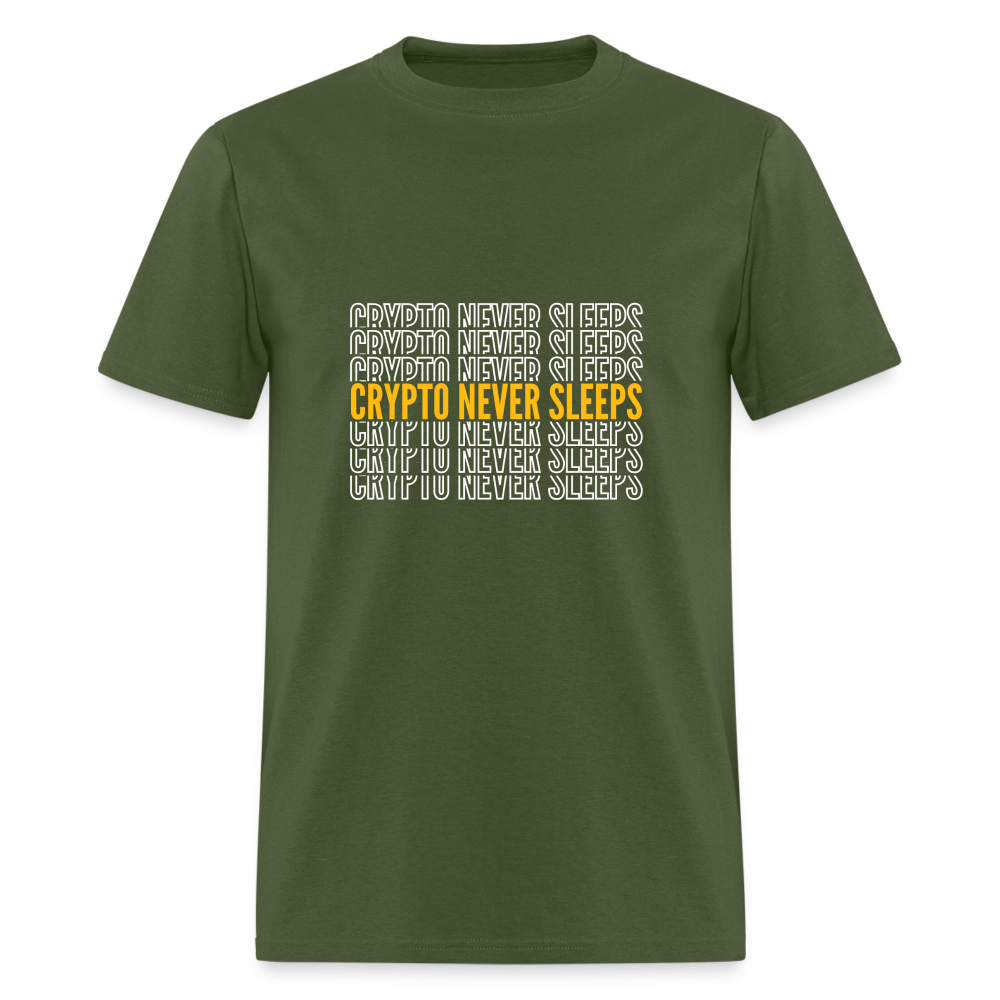 Crypto Never Sleeps T-Shirt - military green