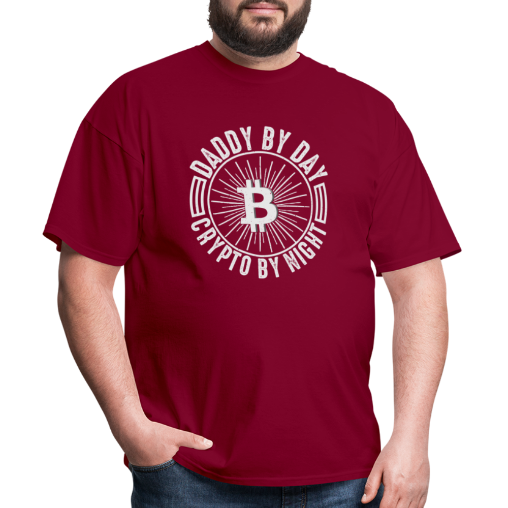 Daddy By Day, Crypto By Night T-Shirt - burgundy