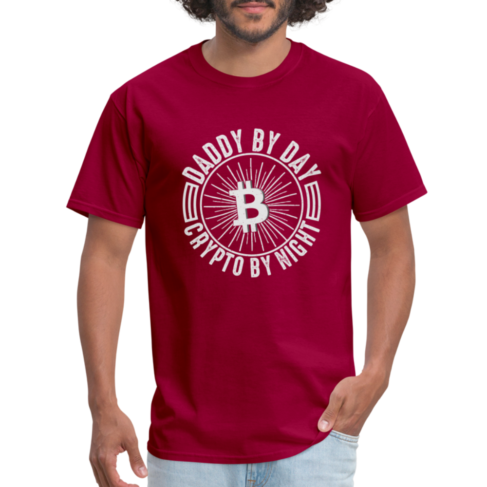 Daddy By Day, Crypto By Night T-Shirt - dark red