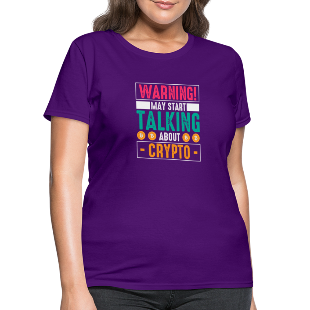 Warning May Start Talking About Crypto Women's T-Shirt - purple