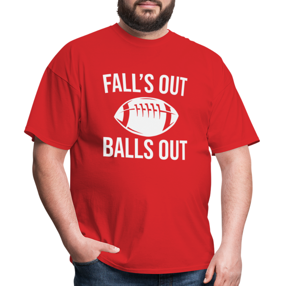 Fall's Out Balls Out T-Shirt (Football) - red