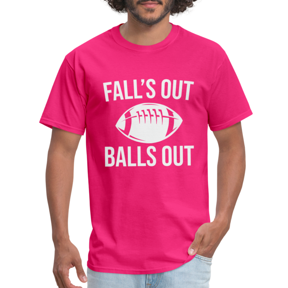 Fall's Out Balls Out T-Shirt (Football) - fuchsia