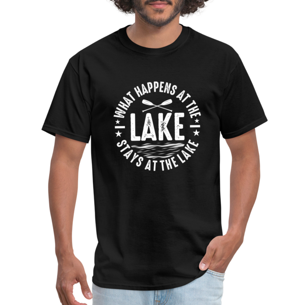 What Happens At The Lake, Stays At The Lake T-Shirt Color: black