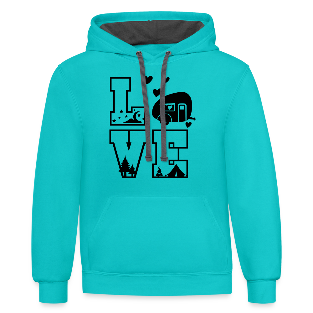 Love Camping Hoodie - scuba blue/asphalt