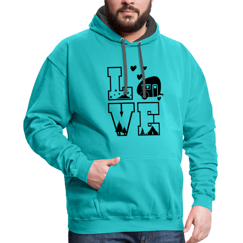 Love Camping Hoodie - scuba blue/asphalt