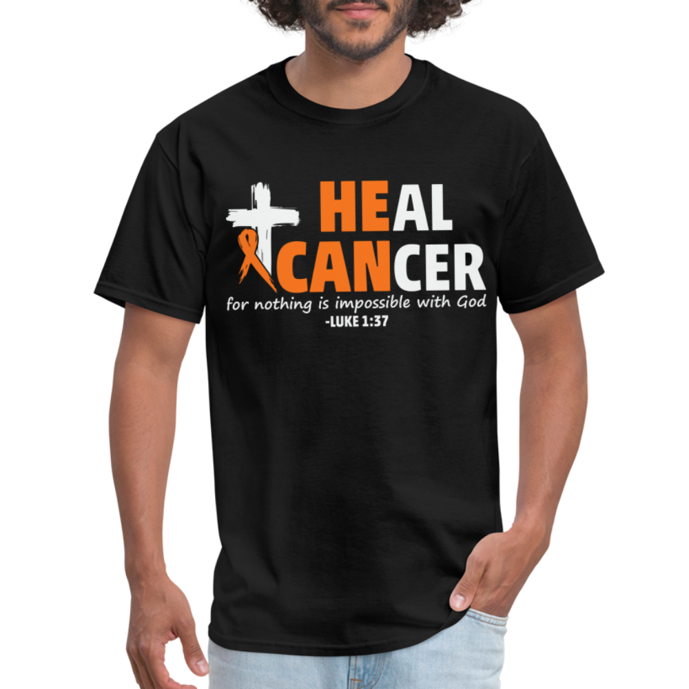 Heal Cancer T-Shirt He Can (Luke 1:37) - black