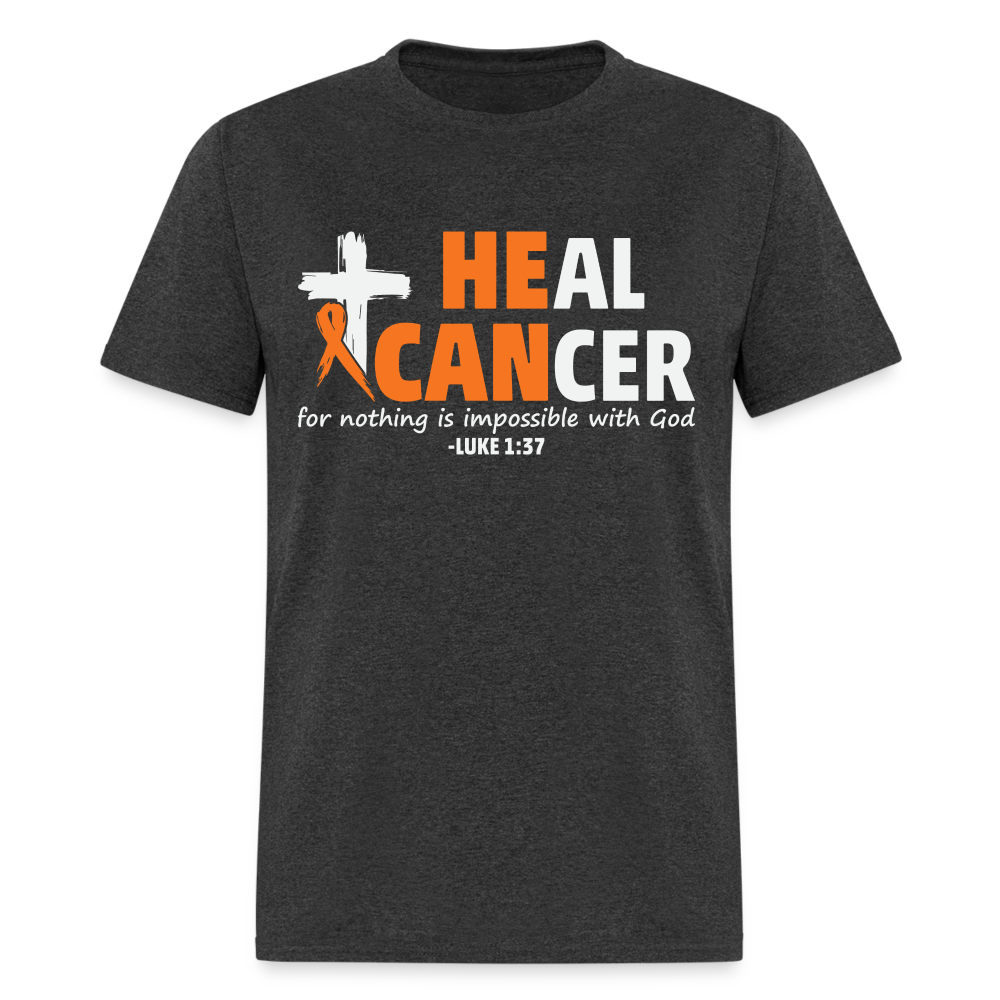 Heal Cancer T-Shirt He Can (Luke 1:37) - heather black