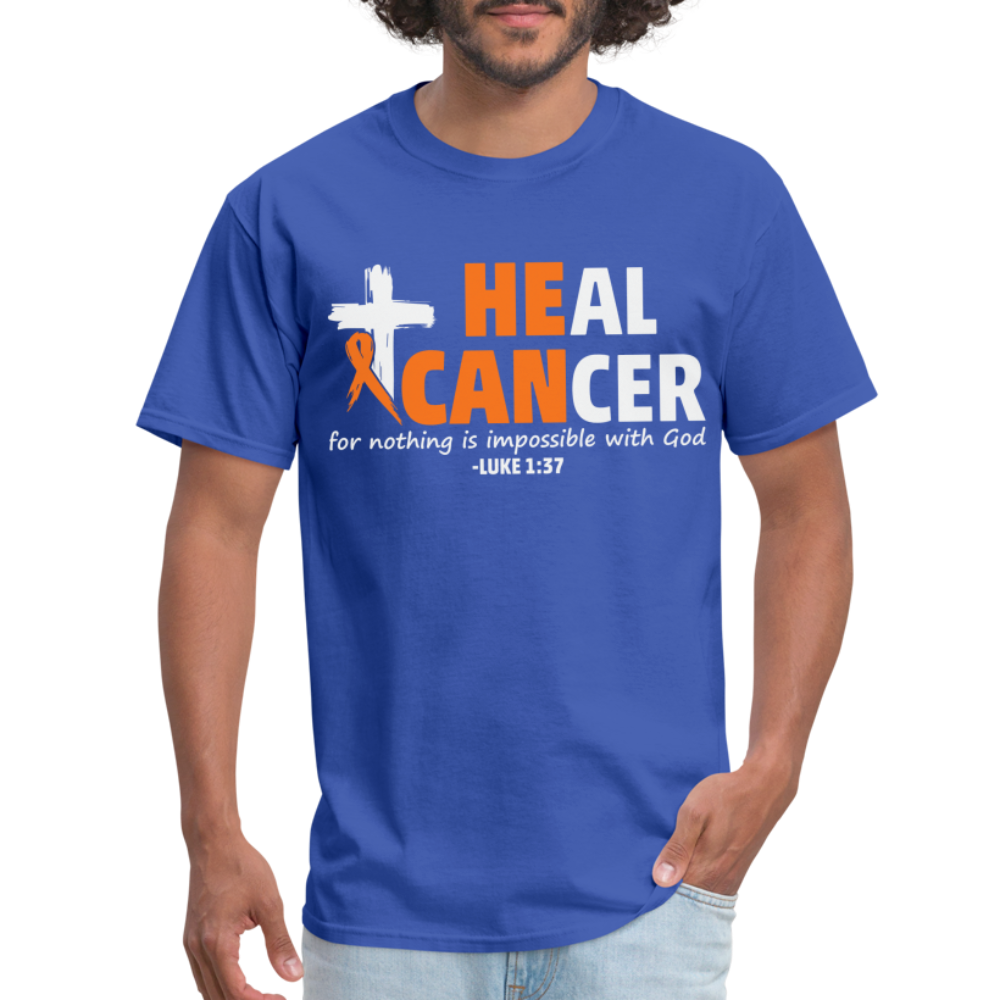 Heal Cancer T-Shirt He Can (Luke 1:37) - royal blue