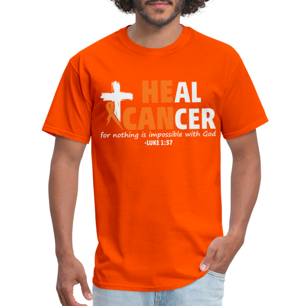 Heal Cancer T-Shirt He Can (Luke 1:37) - orange