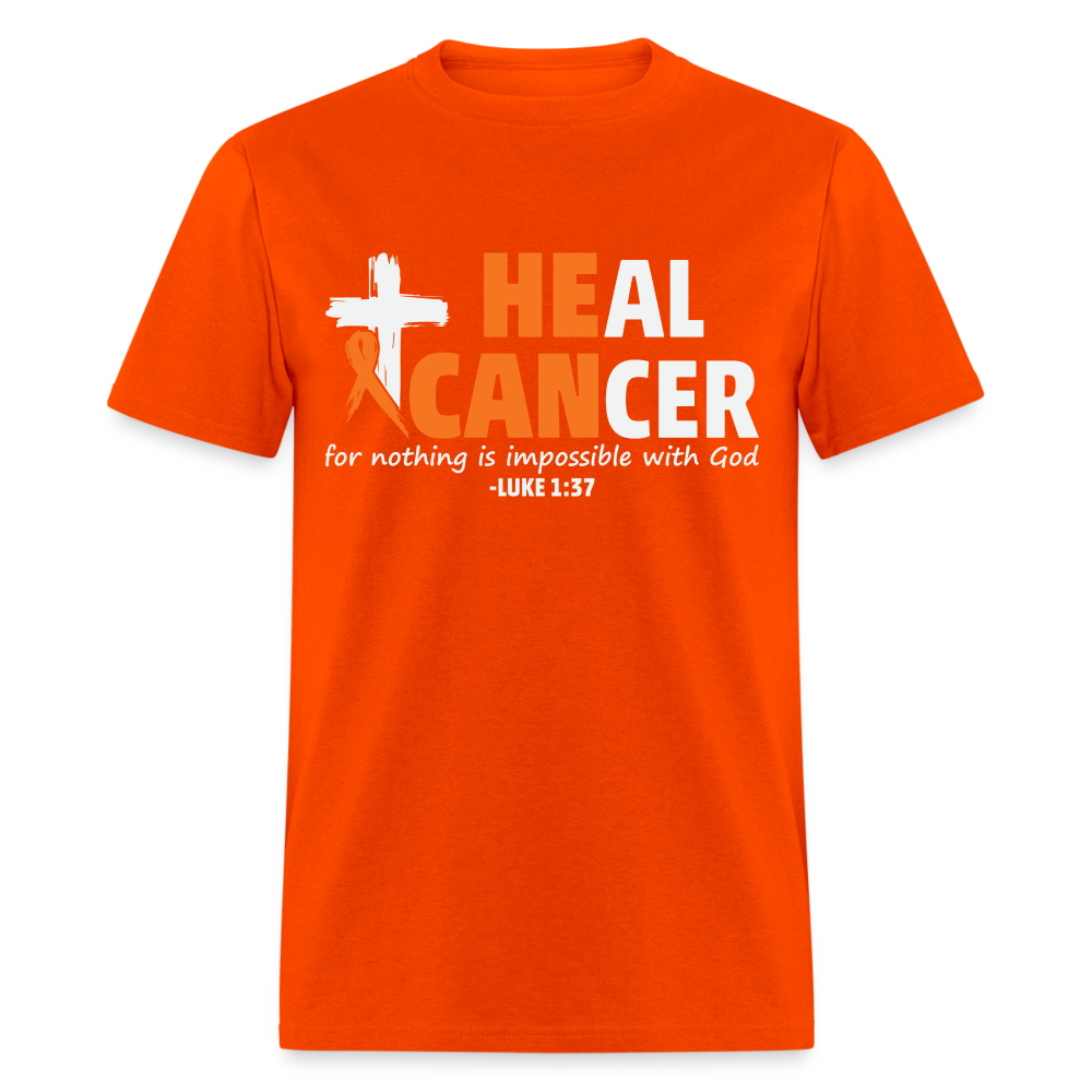 Heal Cancer T-Shirt He Can (Luke 1:37) - orange